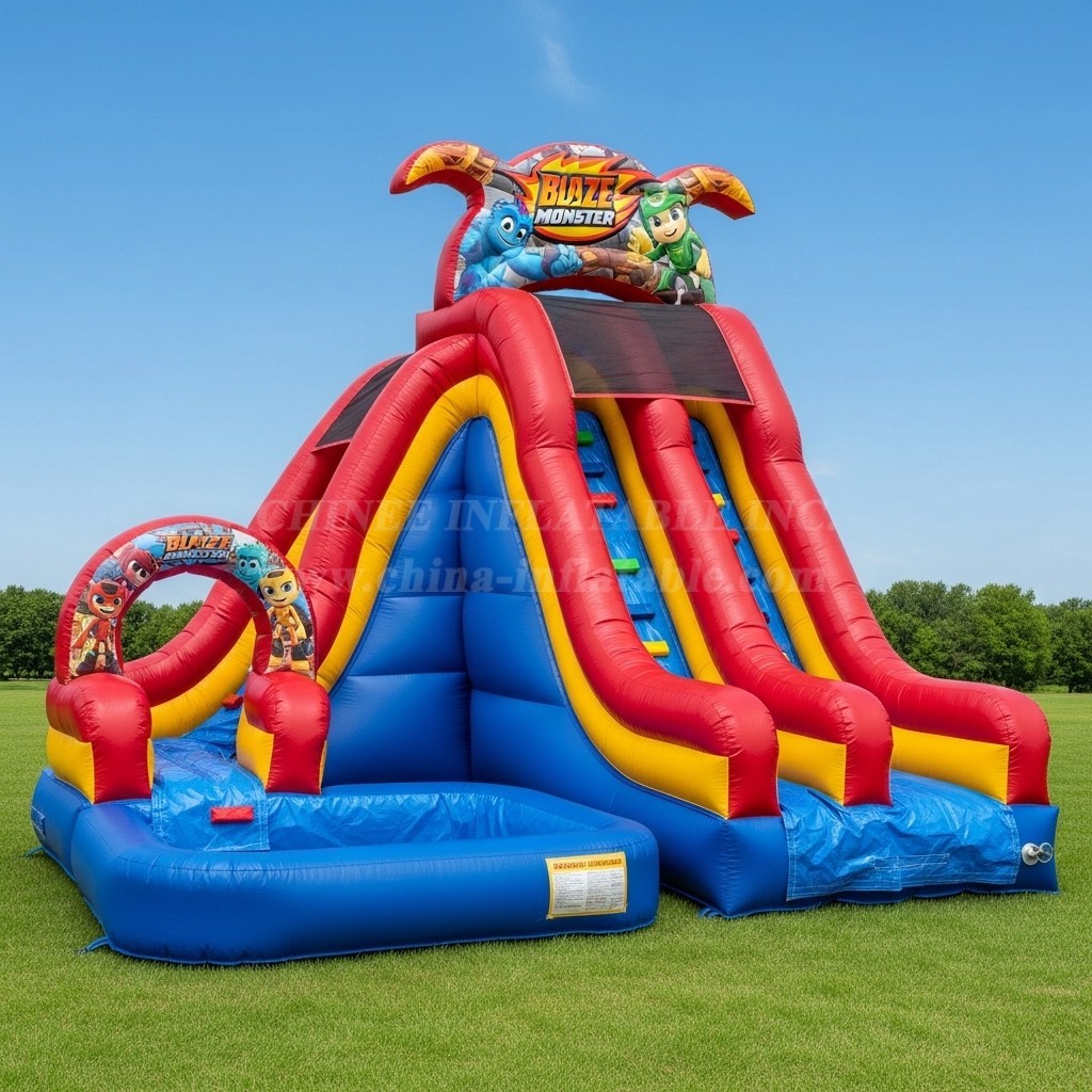 T8-8414 Blaze Monster Theme Inflatable Water Slide
