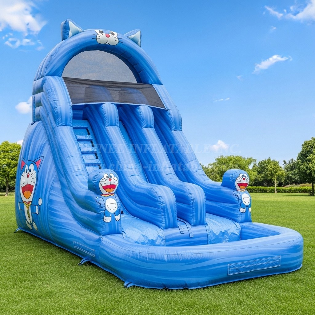 T8-8416 Blue Cat Theme Inflatable Water Slide