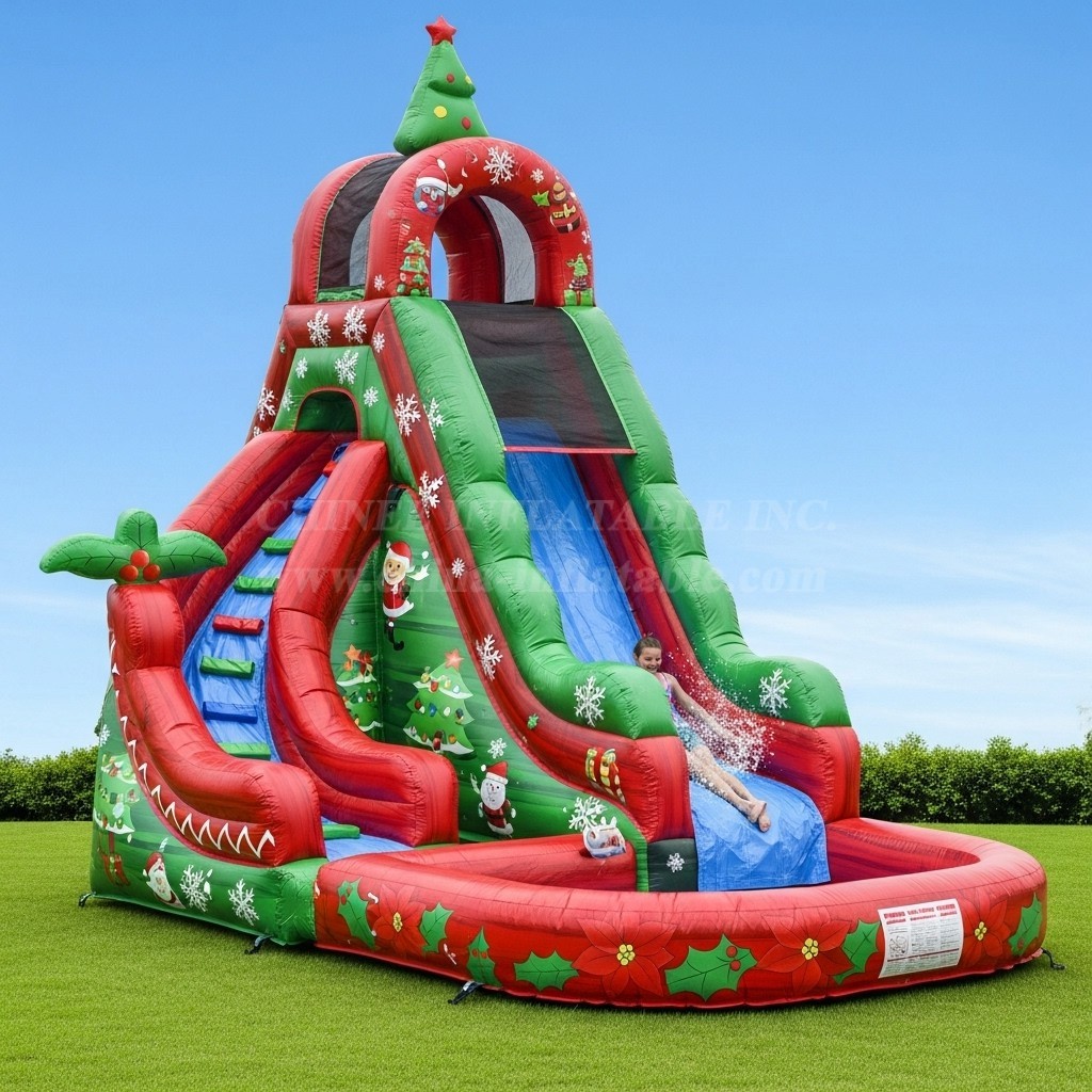 T8-8425 Christmas Theme Inflatable Water Slide