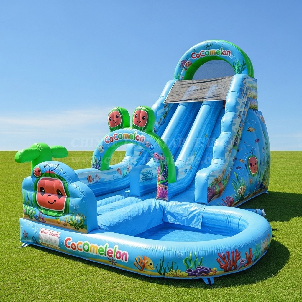 T8-8604 Cocomelon Theme Inflatable Water Slide