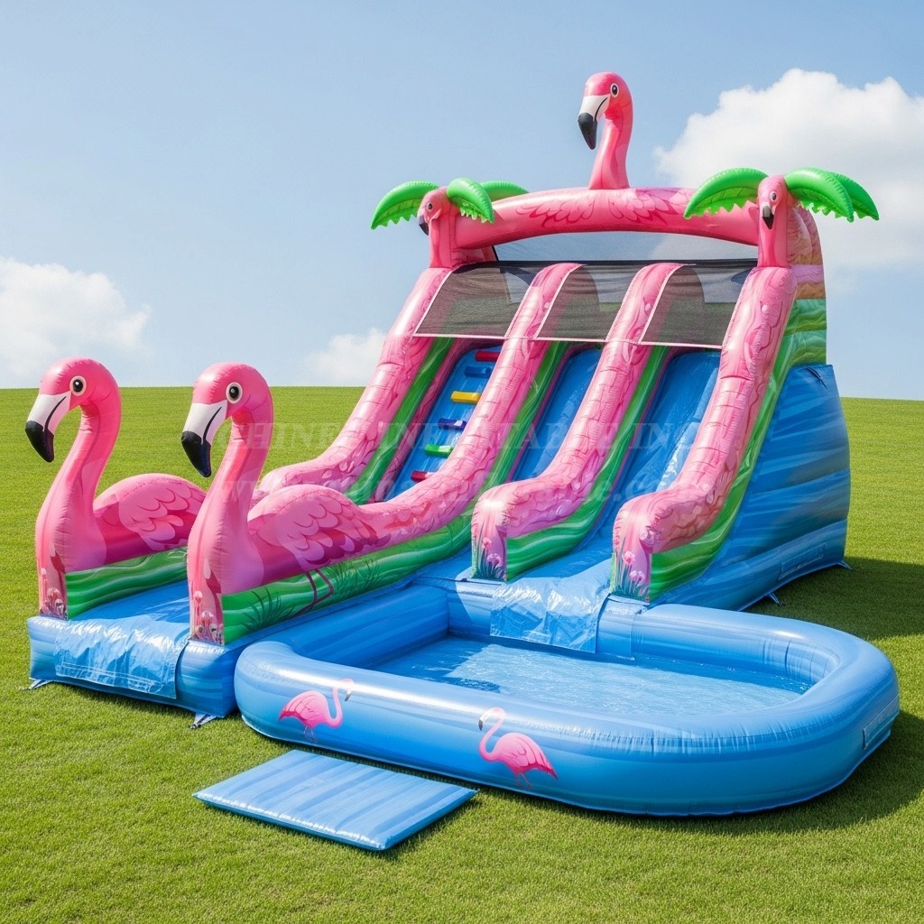 T8-8451 Flamingo Theme Inflatable Water Slide