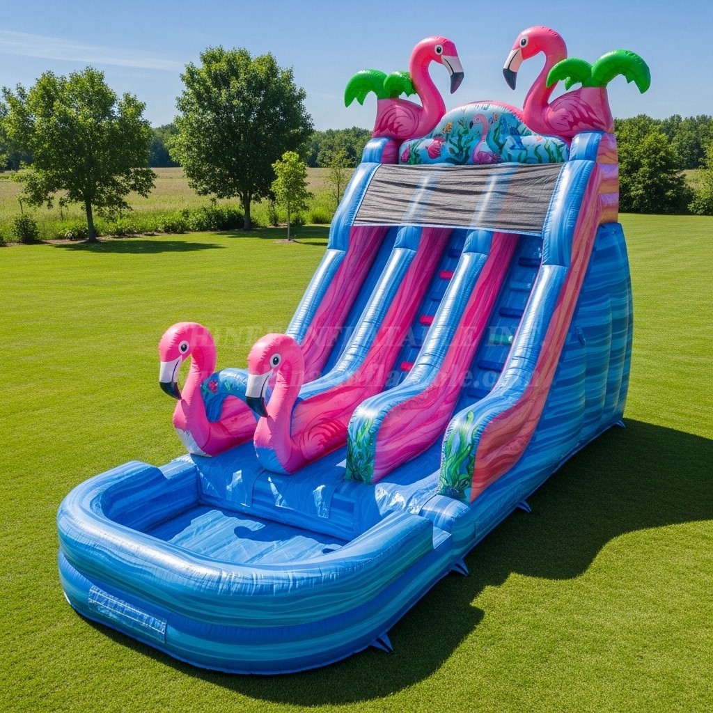 T8-8614 Flamingo Theme Inflatable Water Slide