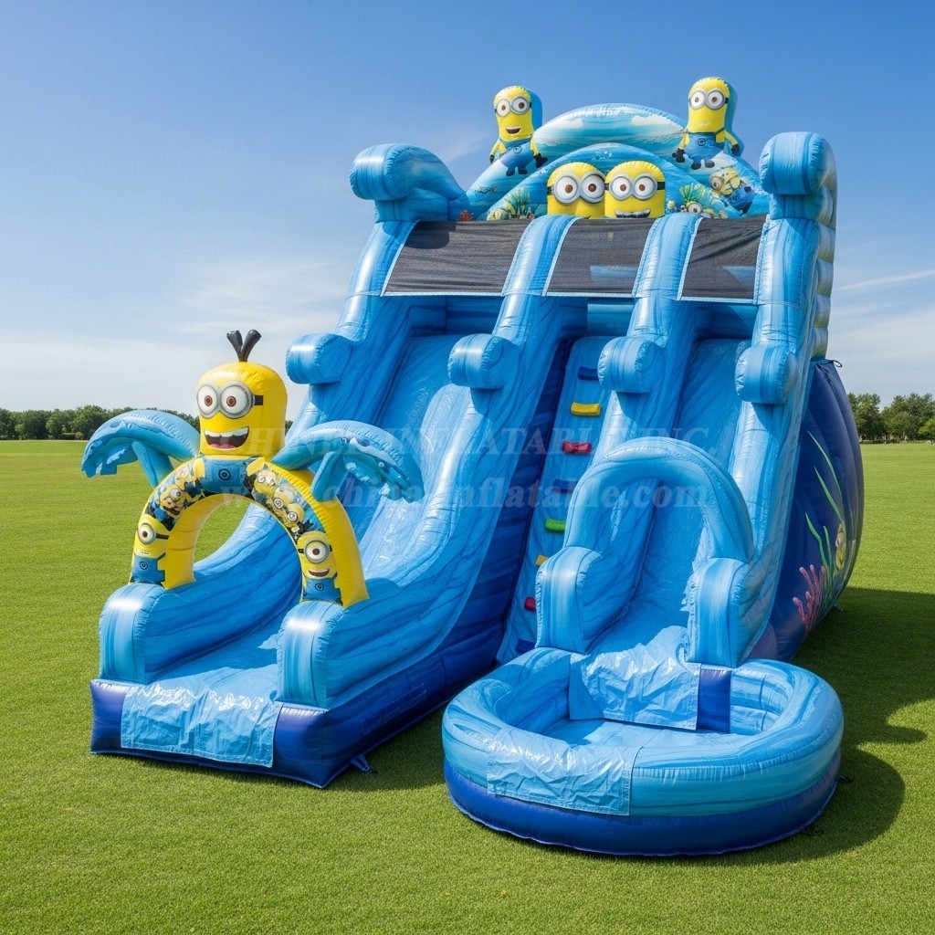 T8-8649 Minions Theme Inflatable Water Slide