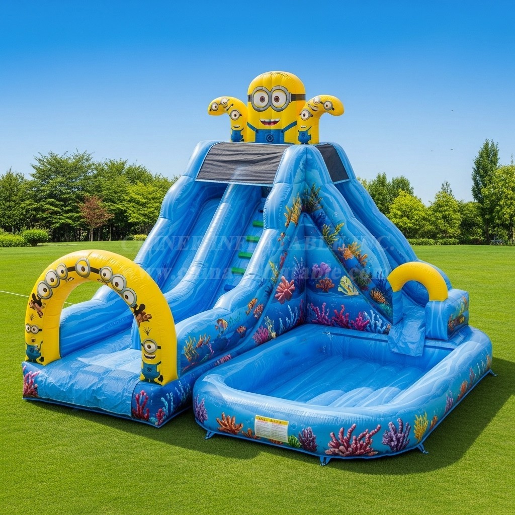 T8-8650 Minions Theme Inflatable Water Slide