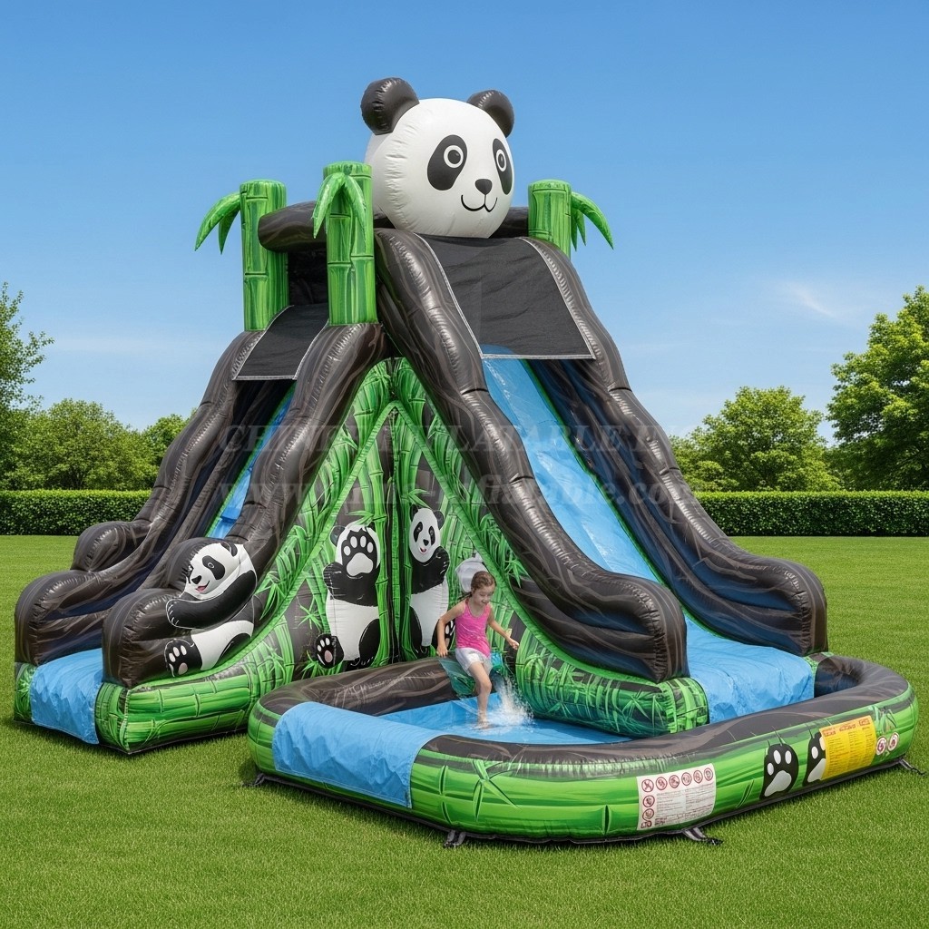 T8-8503 Panda Theme Inflatable Water Slide