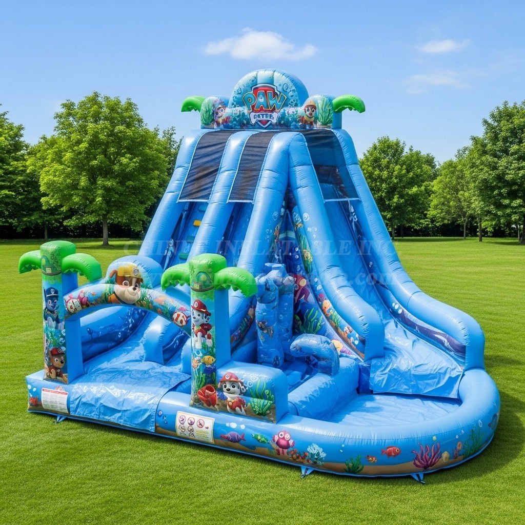 T8-8675 Paw Patrol Theme Inflatable Water Slide
