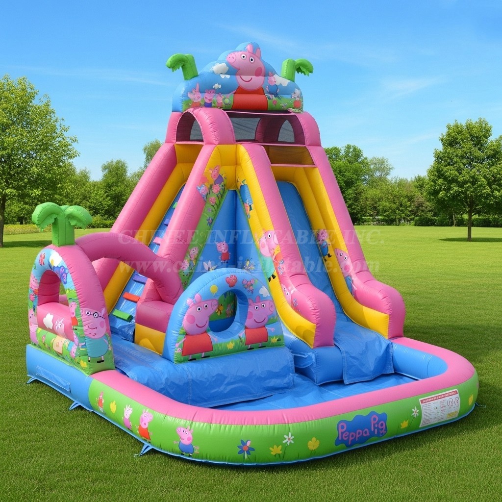 T8-8507 Peppa Pig Theme Inflatable Water Slide