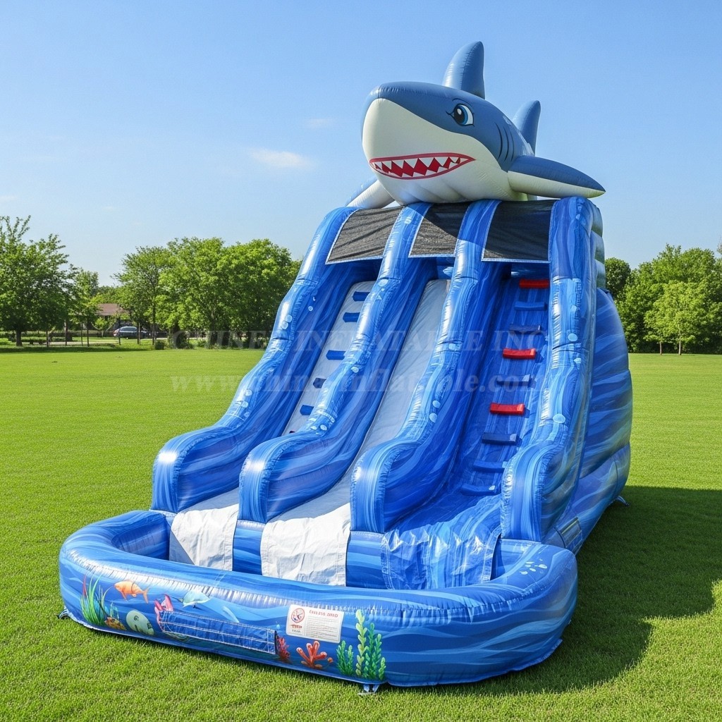 T8-8532 Shark Theme Inflatable Water Slide
