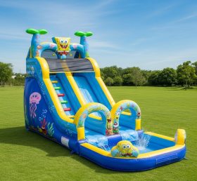 T8-8703 Spongebob Theme Inflatable Water Slide