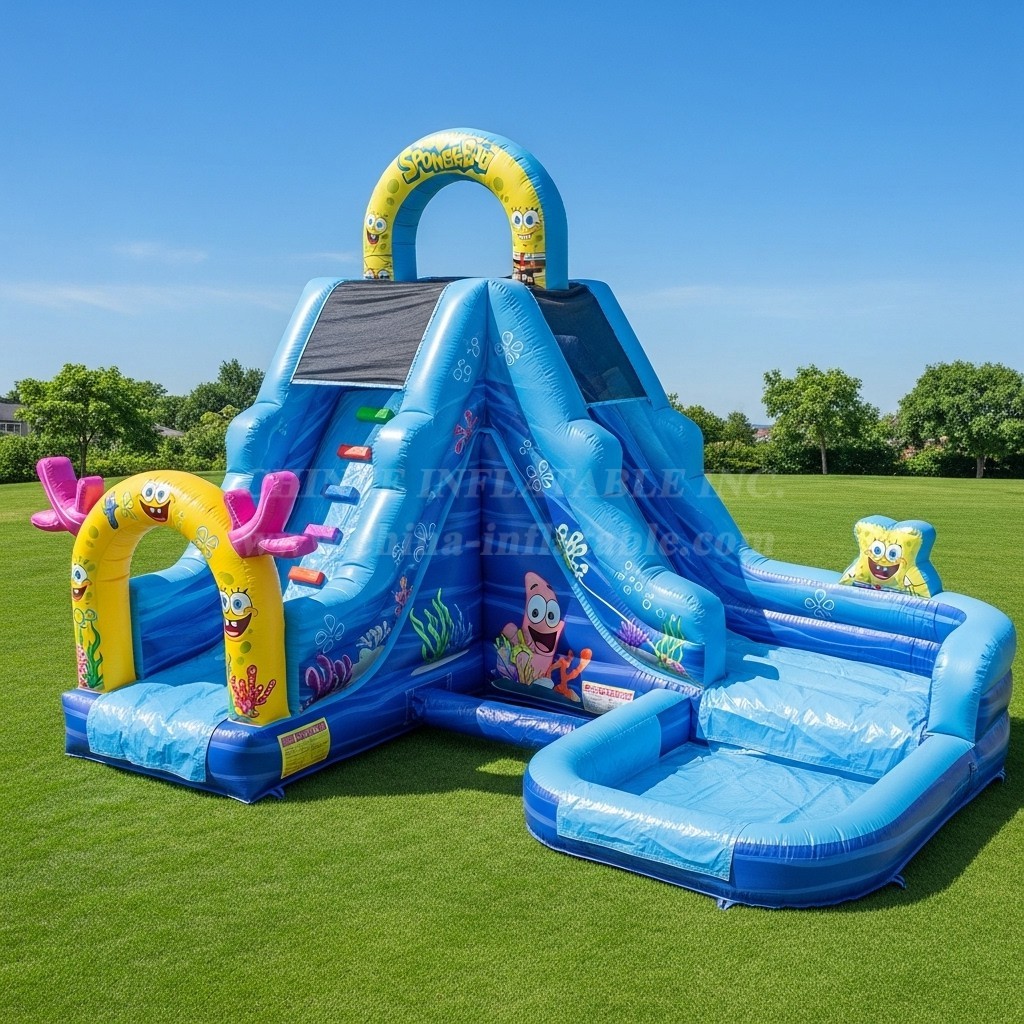 T8-8708 Spongebob Theme Inflatable Water Slide