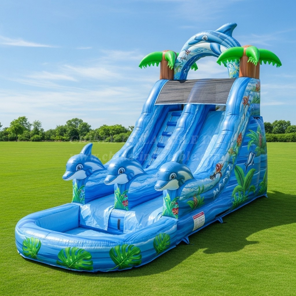 T8-8726 Tropical Theme Inflatable Water Slide