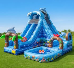 T8-8727 Tropical Theme Inflatable Water Slide