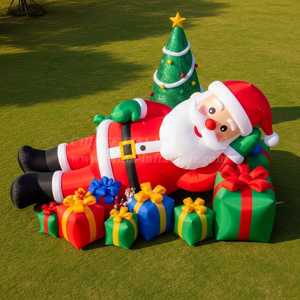 C1-468 Inflatable Santa Claus lying inside a gift
