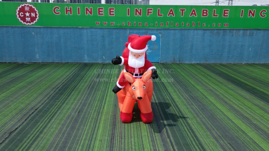 ID1-005A Inflatable Santa Riding a Kangaroo Christmas Decoration