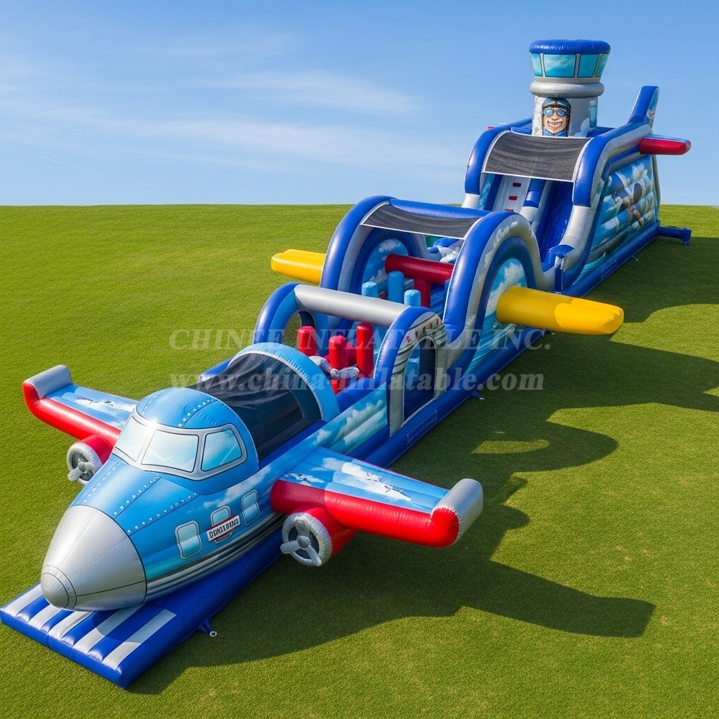 T7-3693 Airplane Theme Inflatable Obstacle Course