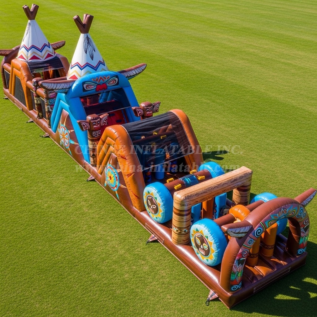 T7-3702 American Indian Theme Inflatable Obstacle Course