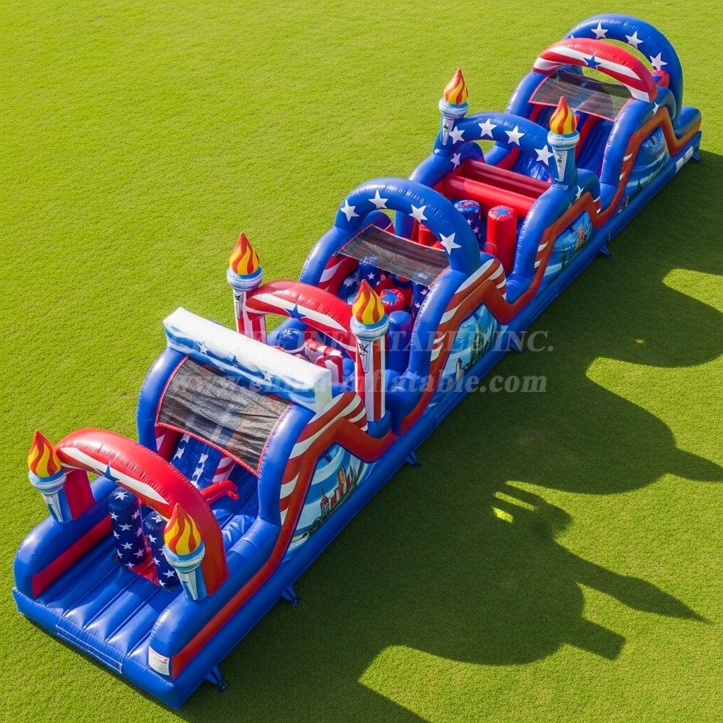 T7-3704 American Style Theme Inflatable Obstacle Course