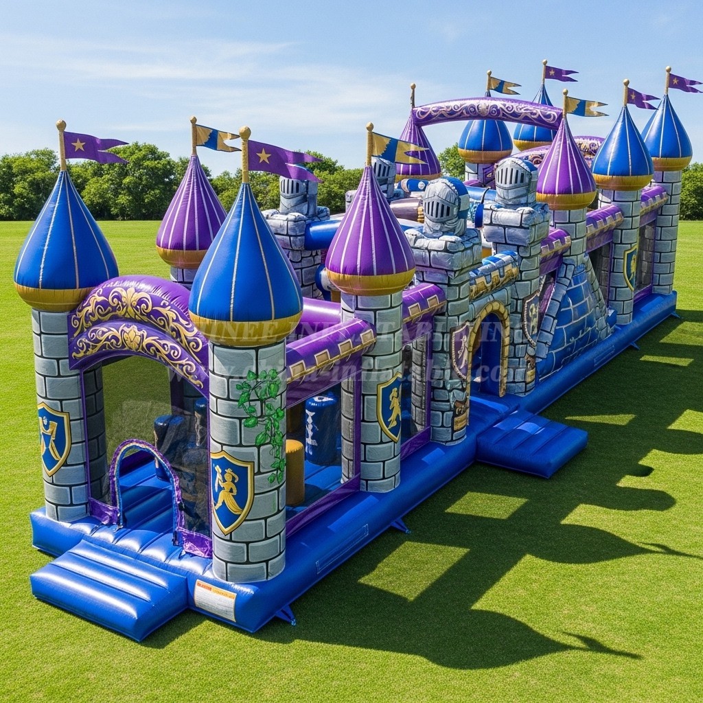 T7-3732 Castle Kingdom Theme Inflatable Obstacle Course