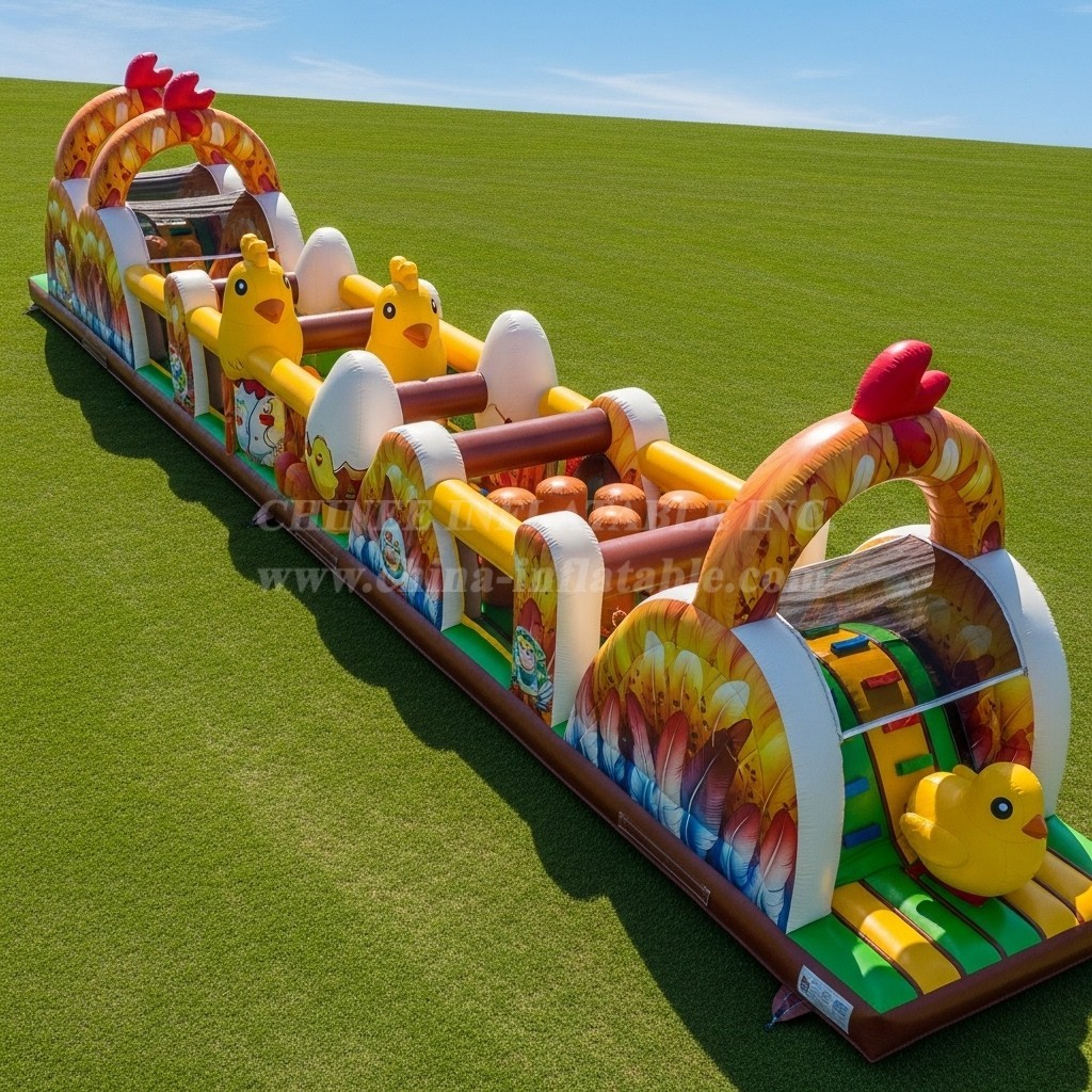 T7-3737 Chicken Theme Inflatable Obstacle Course