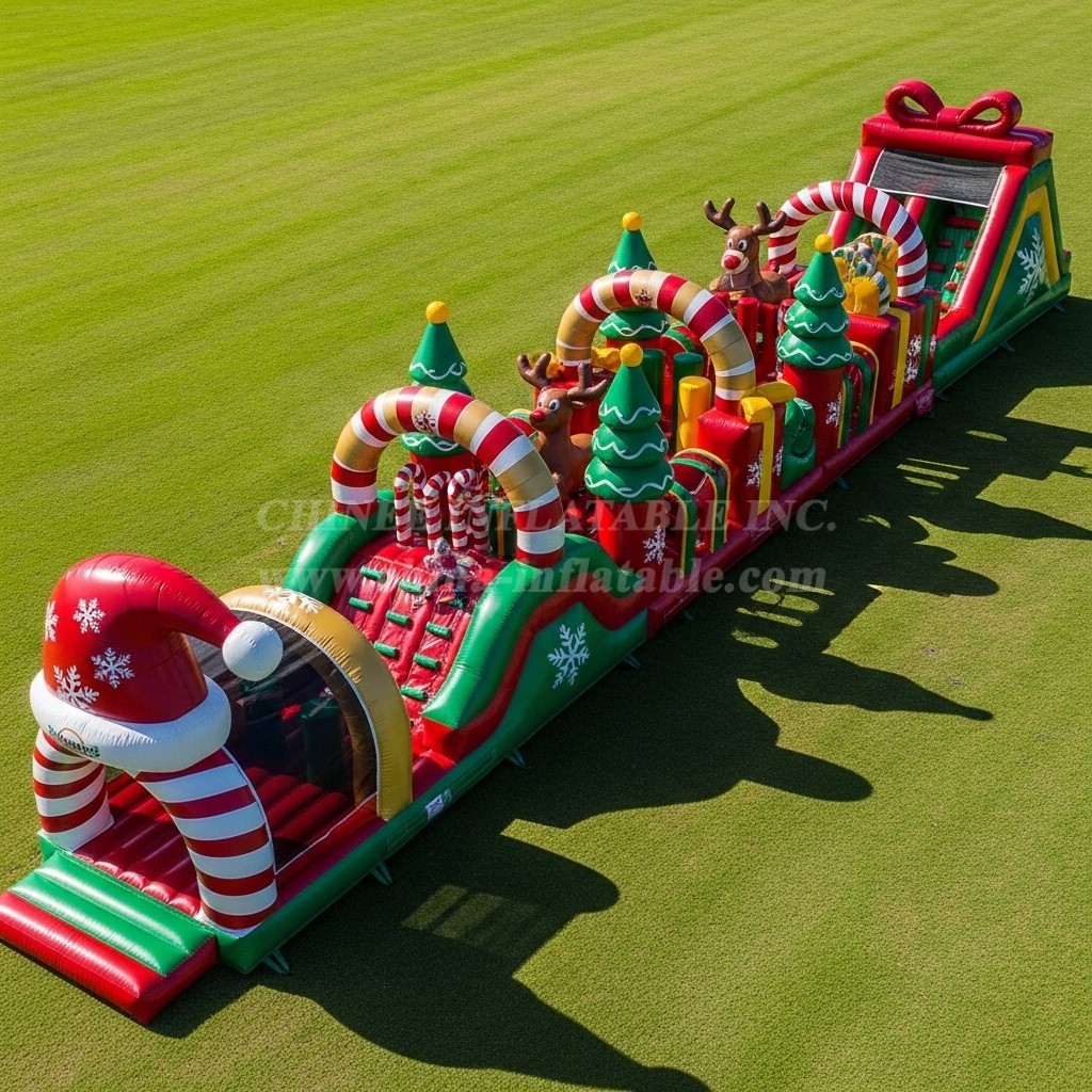 T7-3743 Christmas Theme Inflatable Obstacle Course