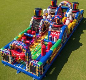 T7-3753 Clown Theme Inflatable Obstacle Course