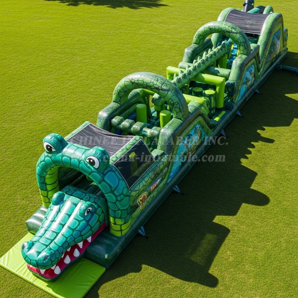 T7-3762 Crocodile Theme Inflatable Obstacle Course