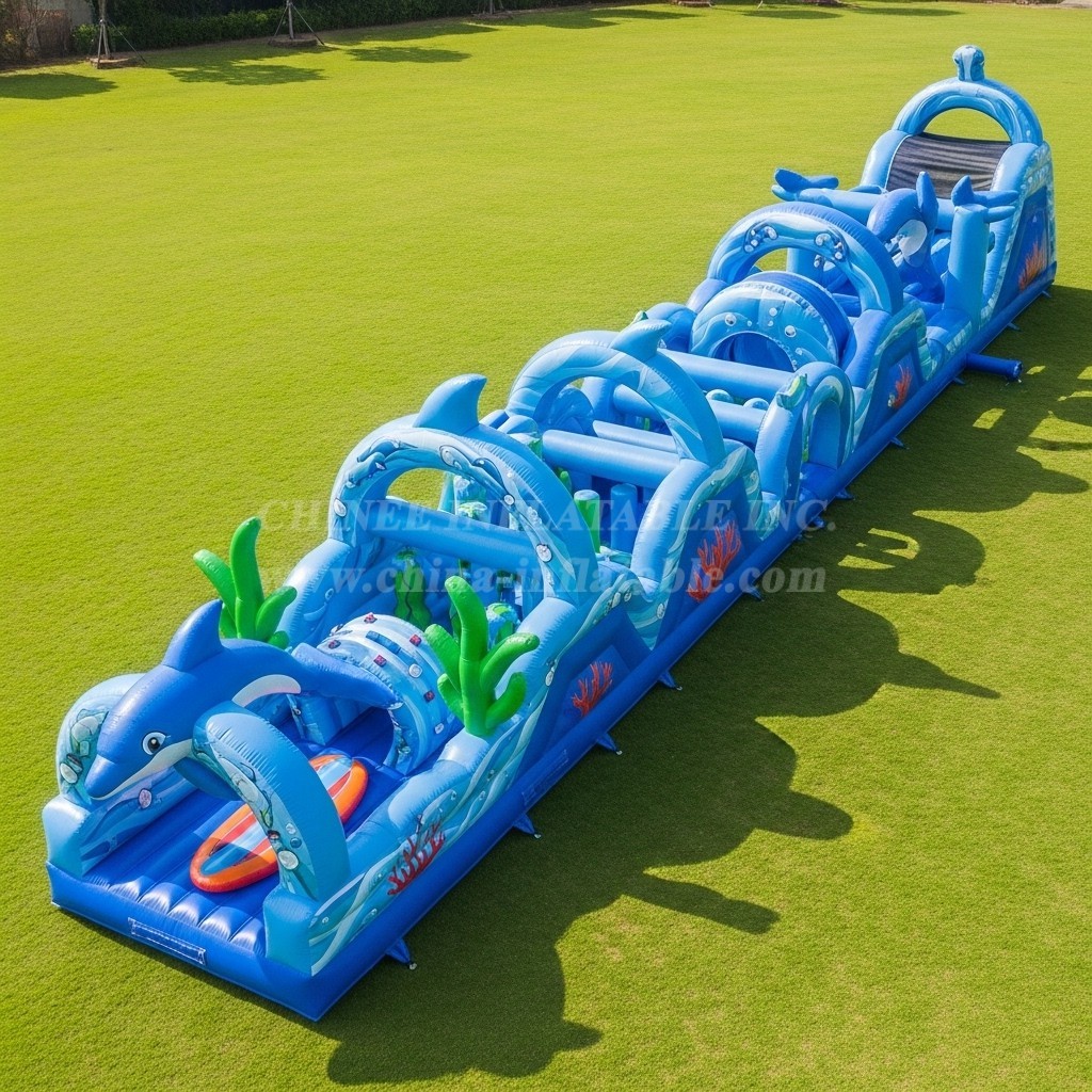 T7-3773 Dolphin Theme Inflatable Obstacle Course