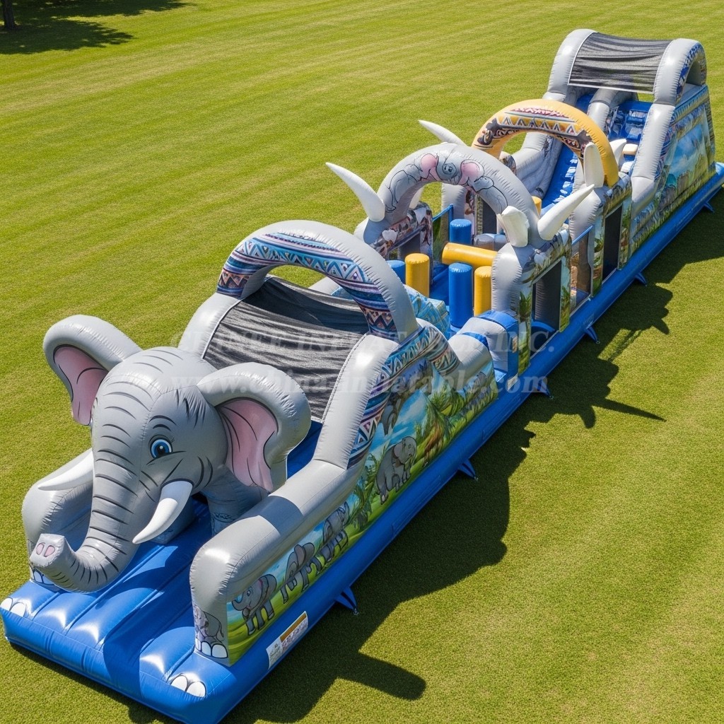 T7-3799 Elephant Theme Inflatable Obstacle Course