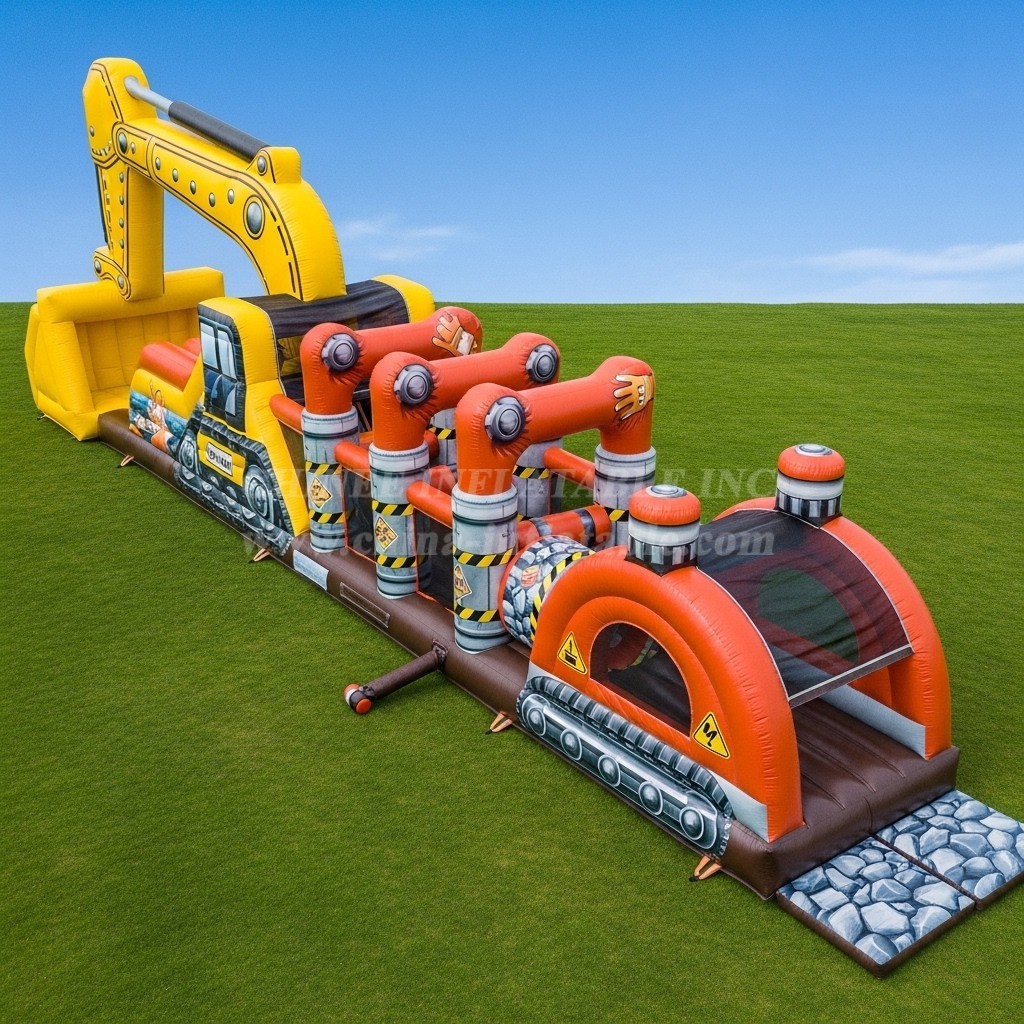 T7-3805 Excavator Theme Inflatable Obstacle Course