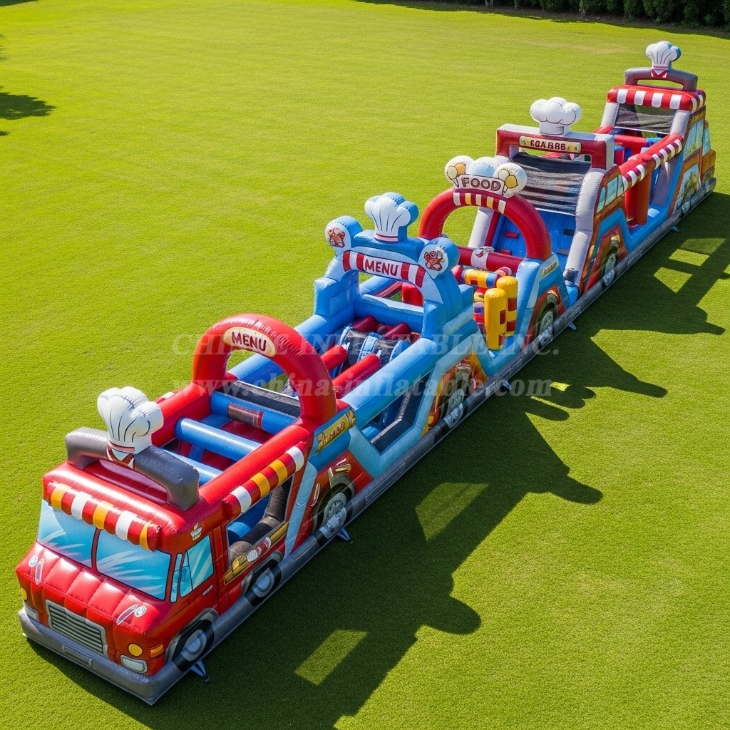 T7-3826 Food Trucks Theme Inflatable Obstacle Course