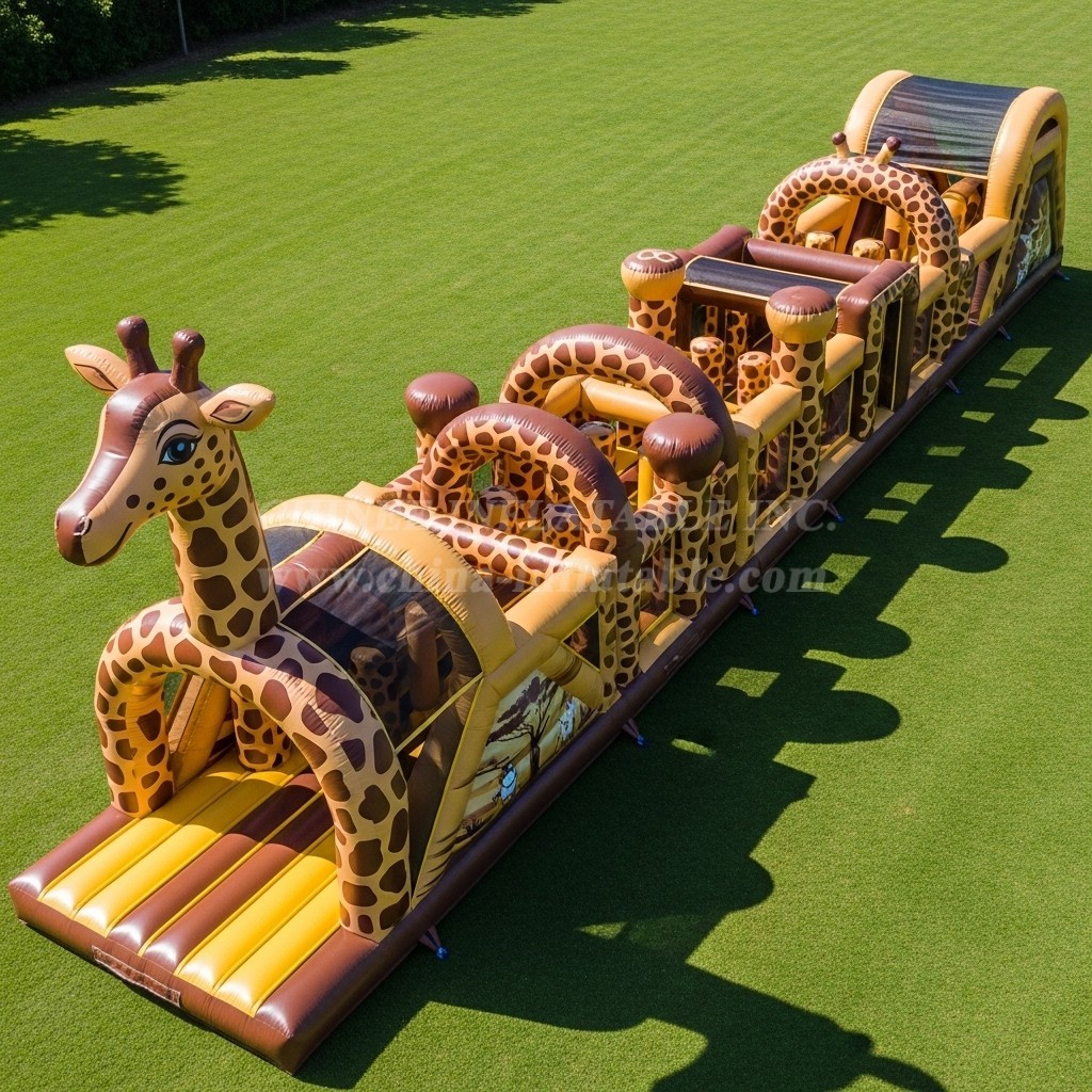 T7-3834 Giraffe Theme Inflatable Obstacle Course