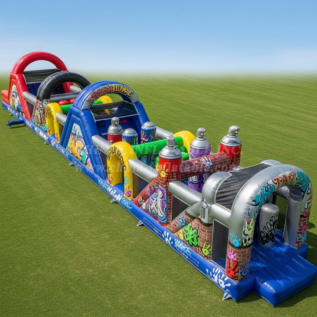 T7-3839 Graffiti Theme Inflatable Obstacle Course