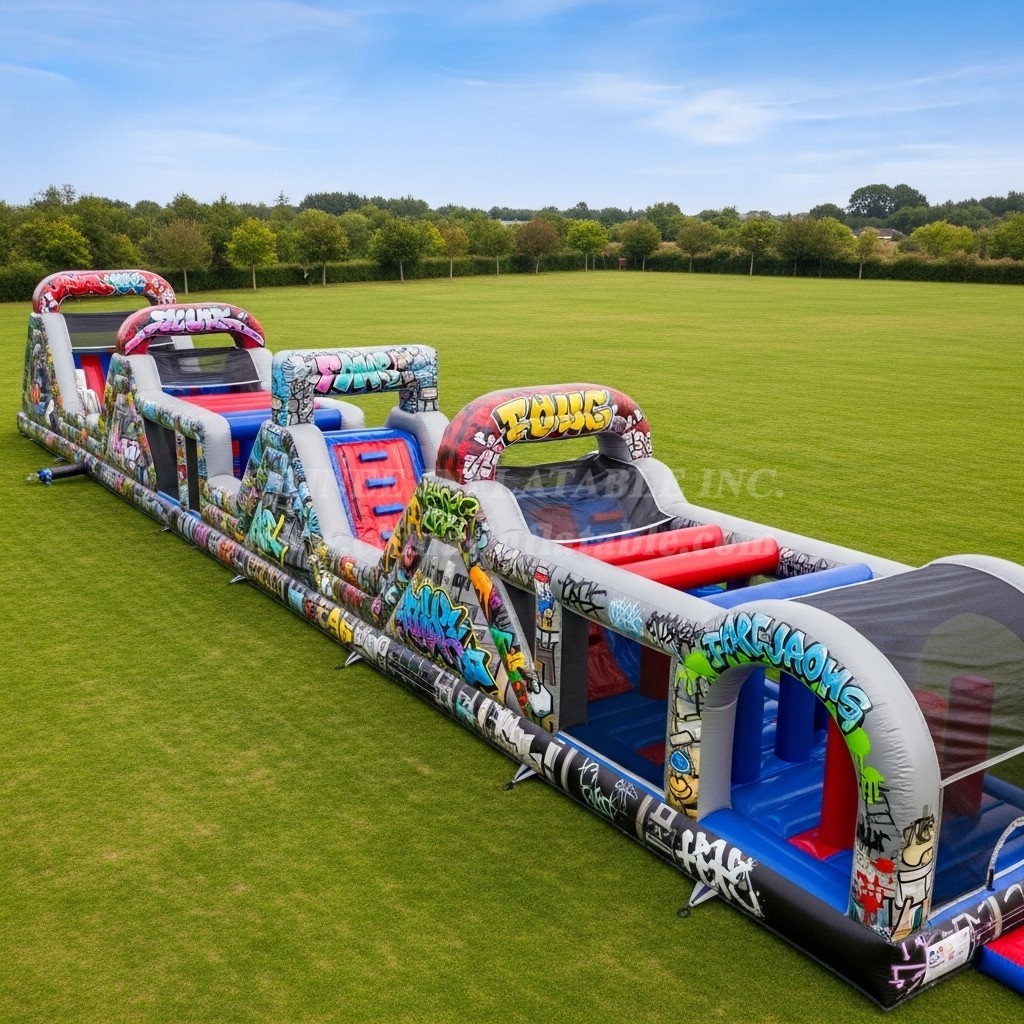 T7-3840 Graffiti Theme Inflatable Obstacle Course