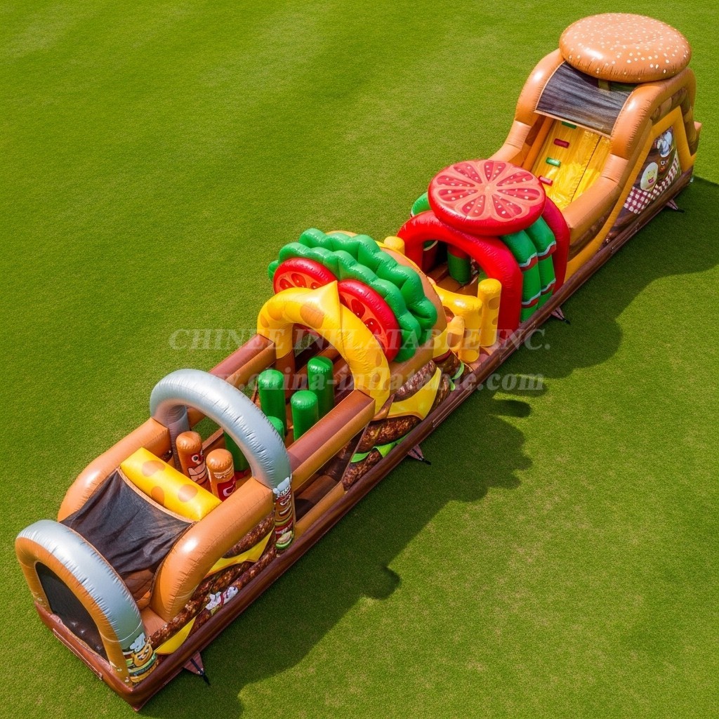 T7-3847 Hamburger Theme Inflatable Obstacle Course