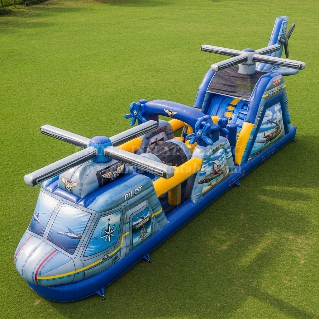 T7-3851 Helicopter Theme Inflatable Obstacle Course