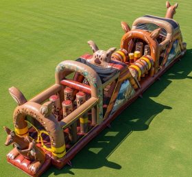 T7-3879 Kangaroo Theme Inflatable Obstacle Course