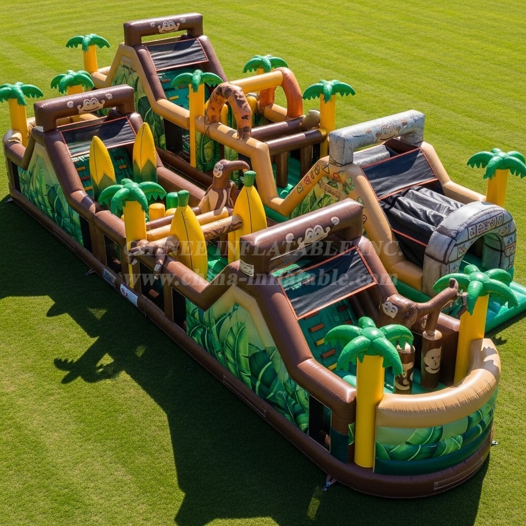 T7-3910 Monkey Theme Inflatable Obstacle Course