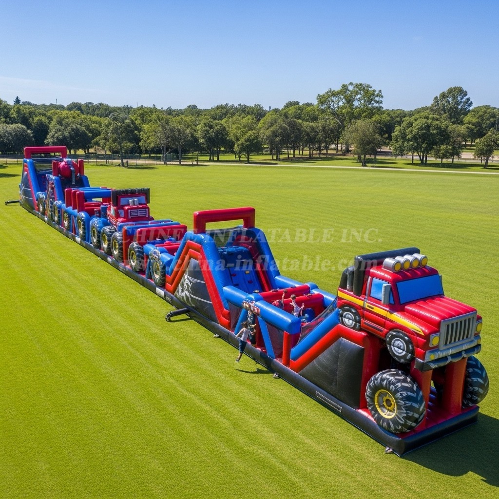 T7-3920 Monster Trucks Theme Inflatable Obstacle Course