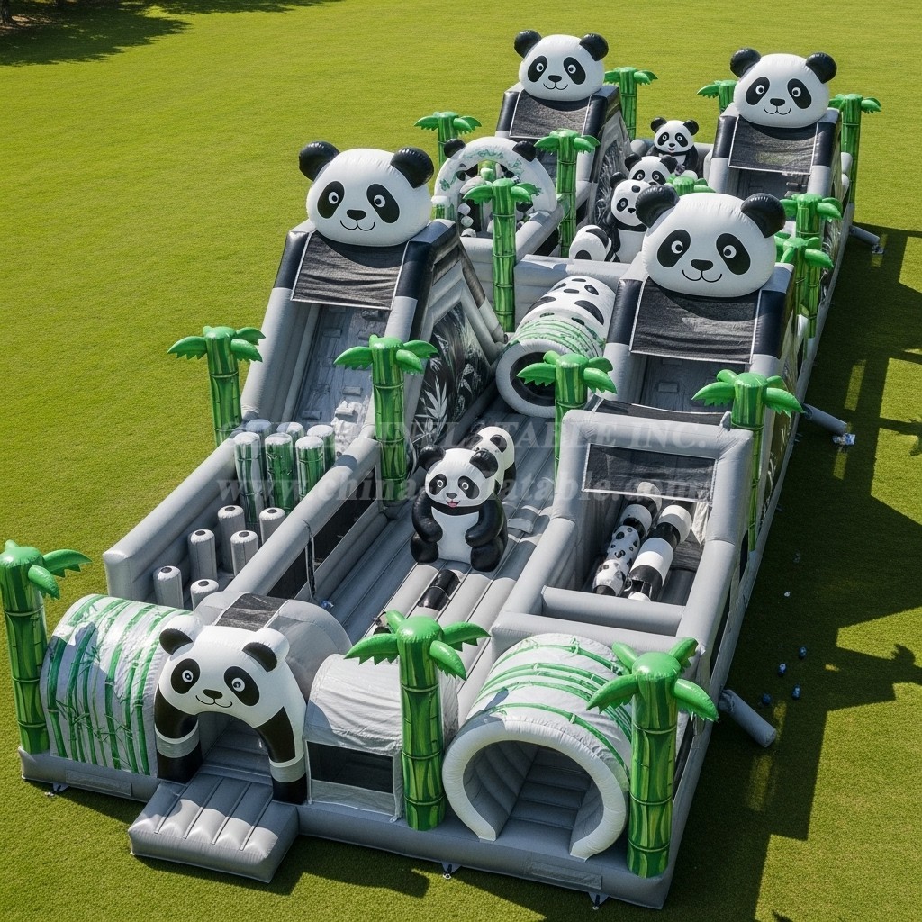 T7-3937 Panda Theme Inflatable Obstacle Course