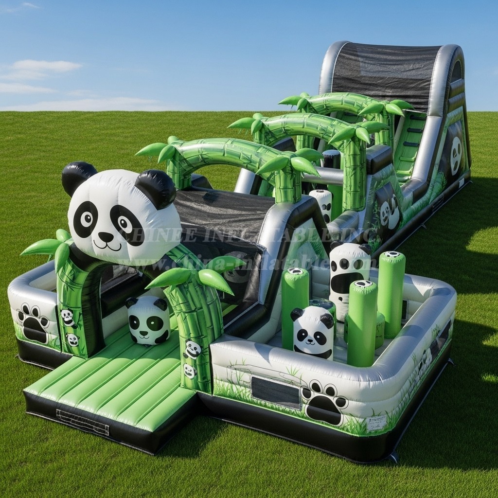 T7-3939 Panda Theme Inflatable Obstacle Course