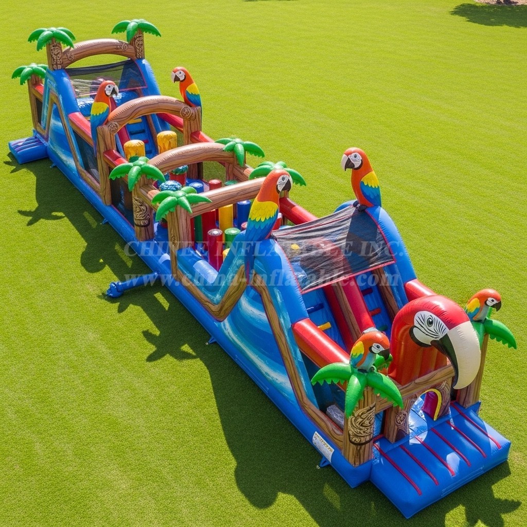 T7-3941 Parrot Theme Inflatable Obstacle Course