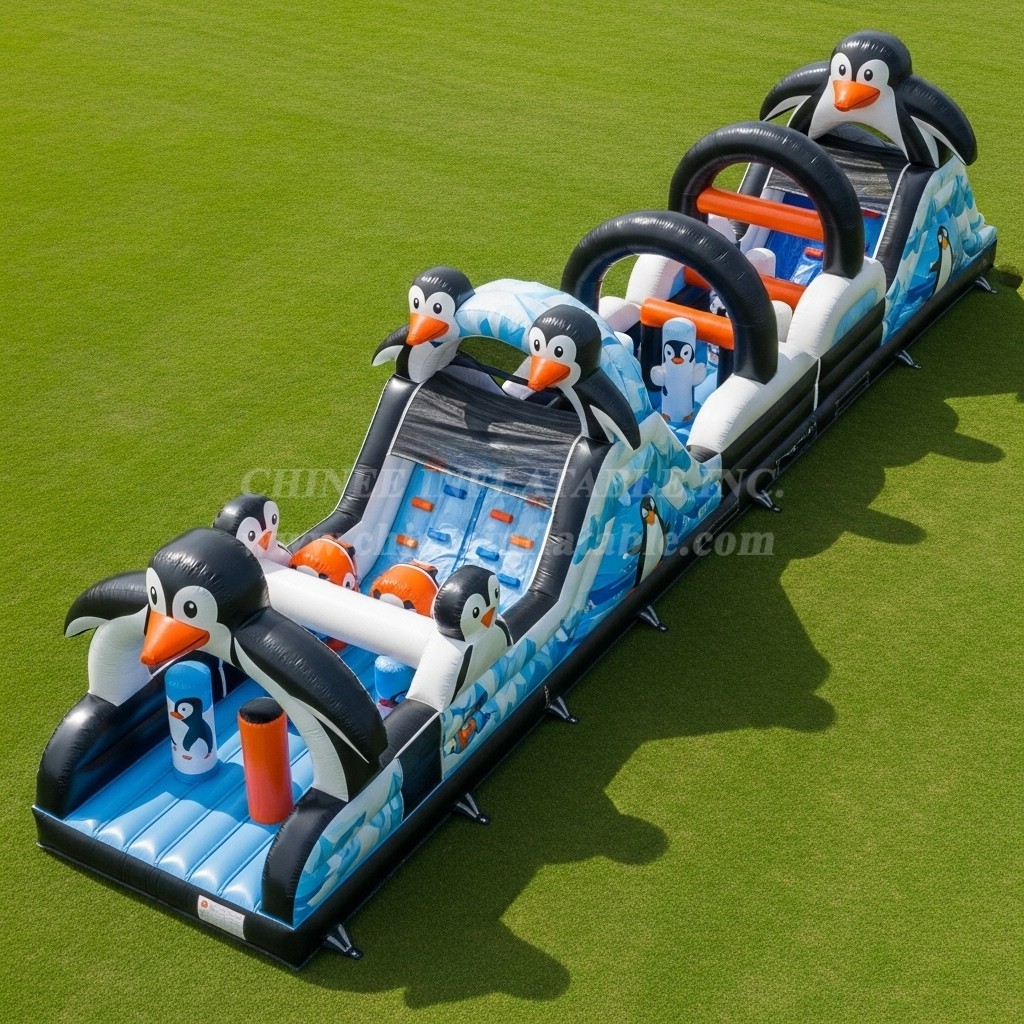 T7-3952 Penguin Theme Inflatable Obstacle Course