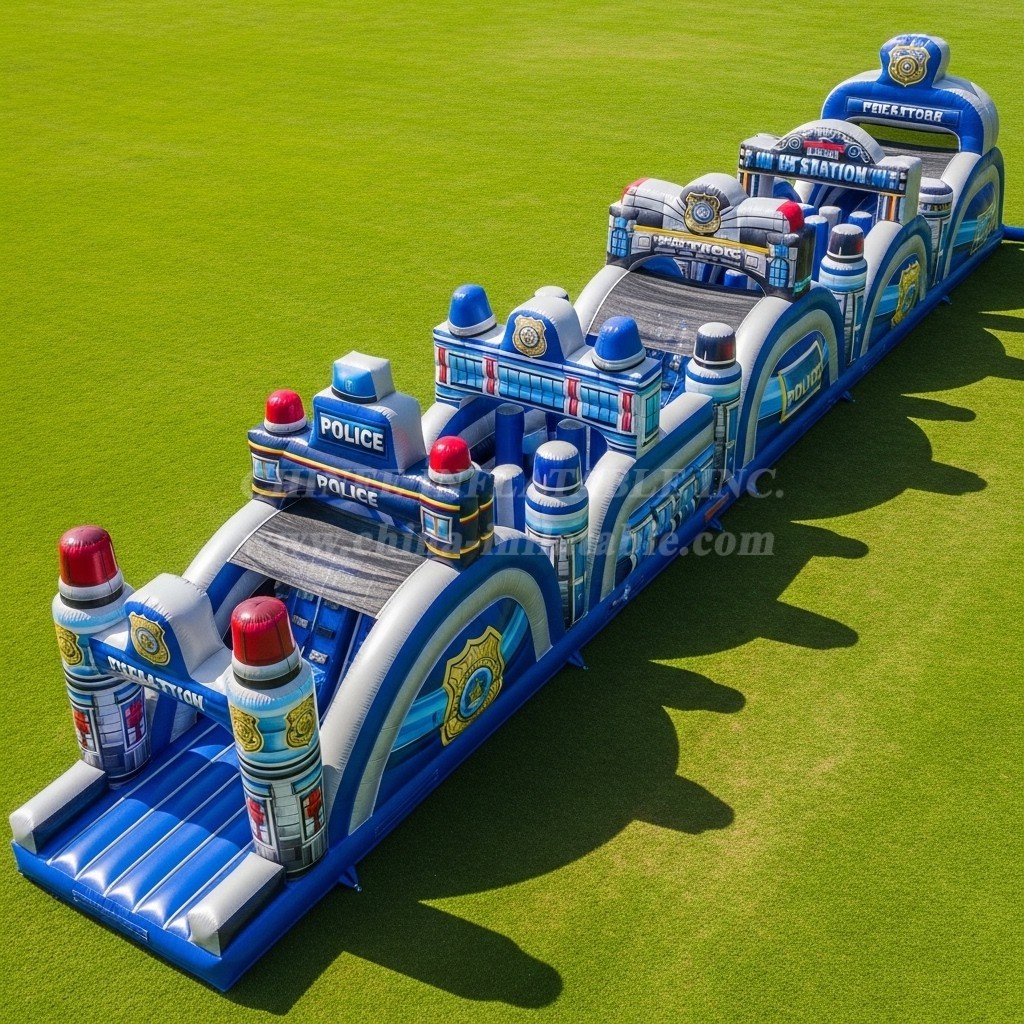 T7-3969 Police Station Theme Inflatable Obstacle Course