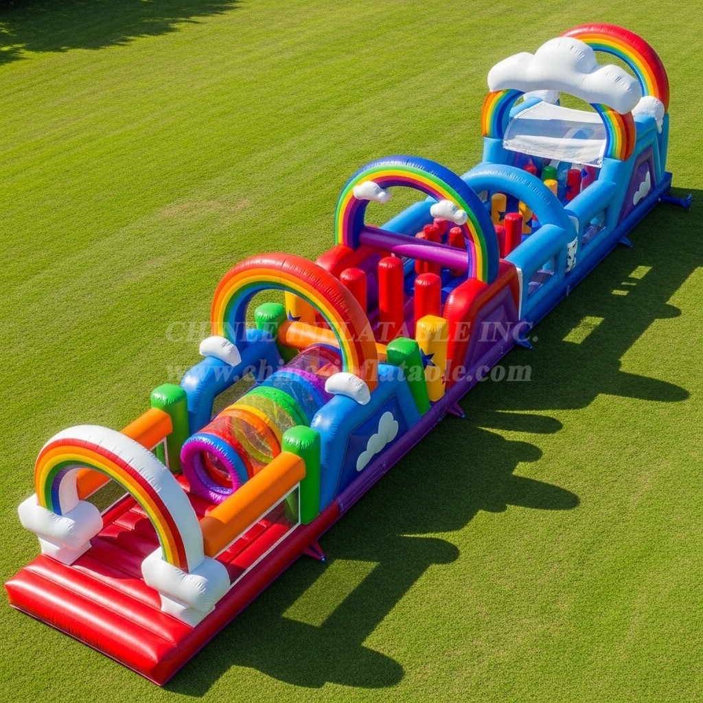 T7-3979 Rainbow Theme Inflatable Obstacle Course