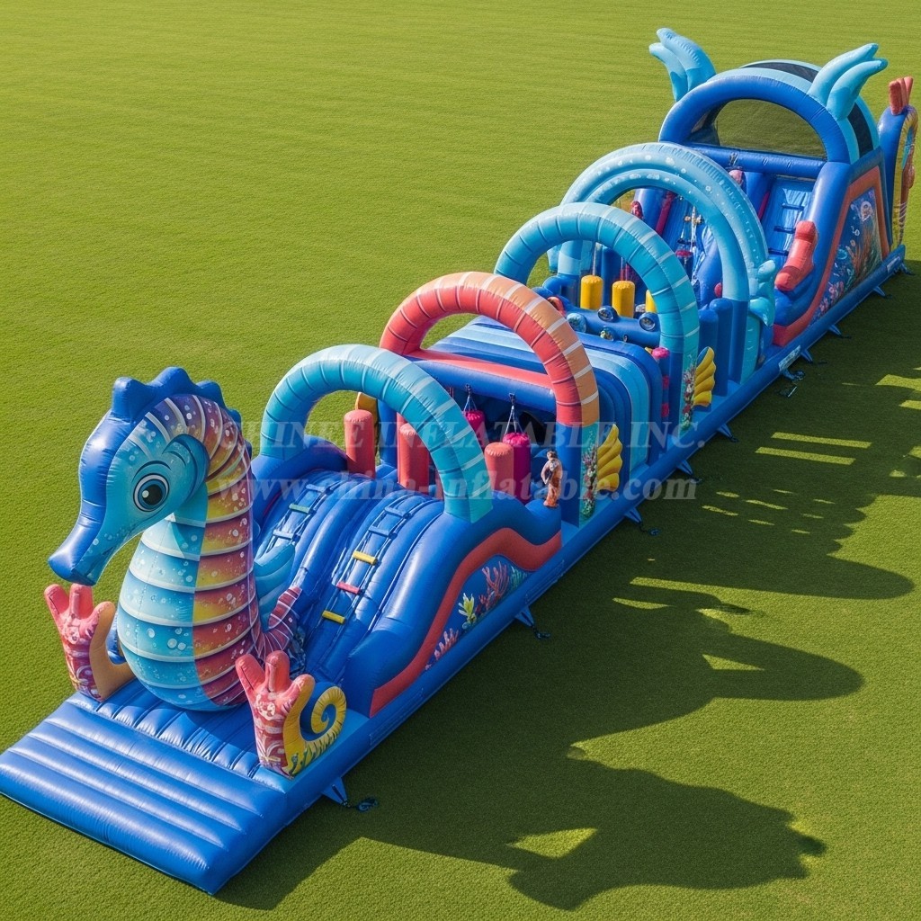 T7-3992 Seahorse Theme Inflatable Obstacle Course