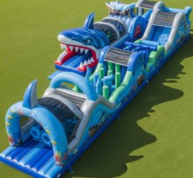 T7-3993 Shark Theme Inflatable Obstacle Course