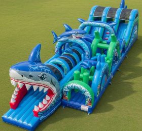 T7-3997 Shark Theme Inflatable Obstacle Course