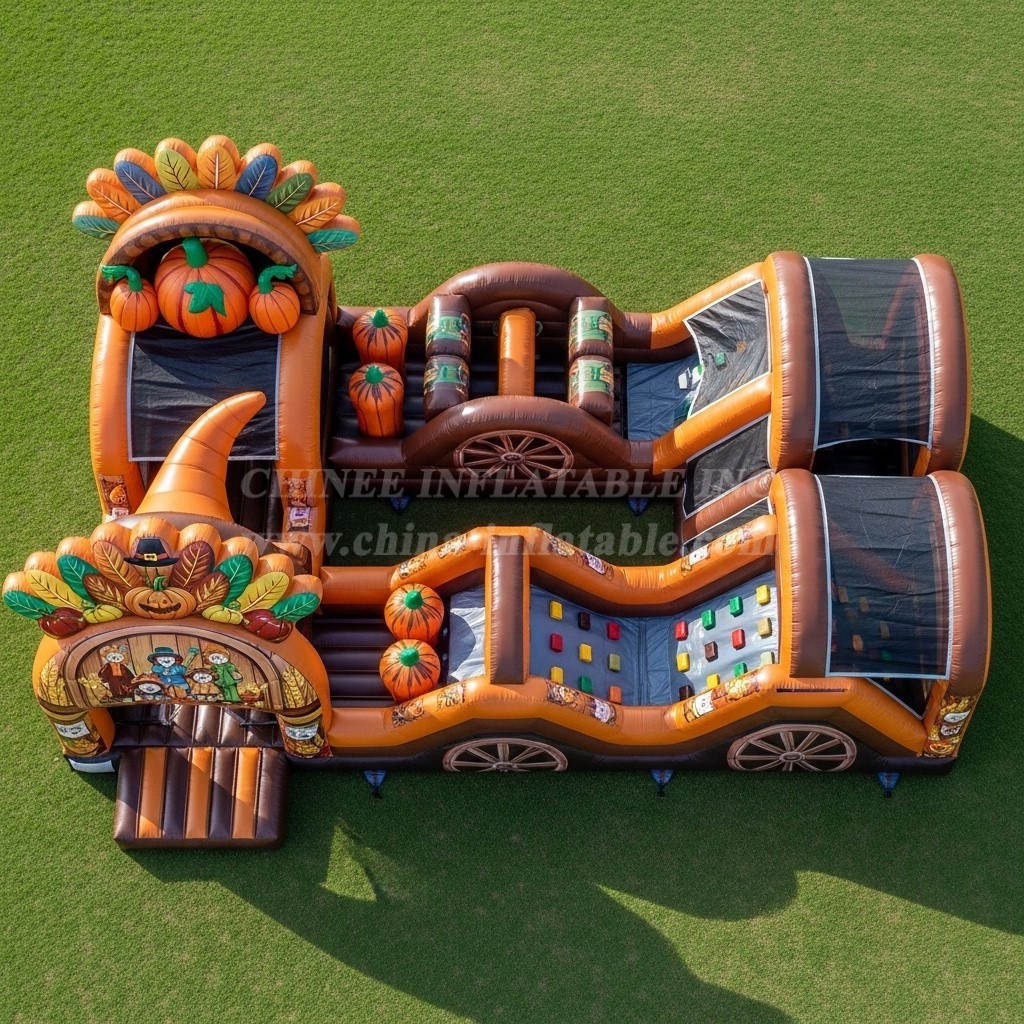 T7-4017 Thanksgiving Theme Inflatable Obstacle Course