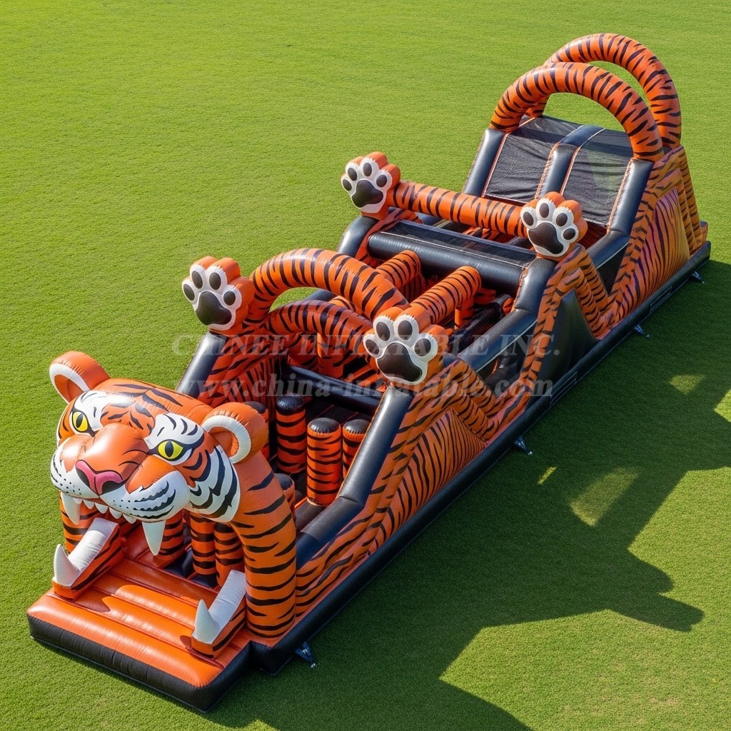 T7-4021 Tiger Theme Inflatable Obstacle Course