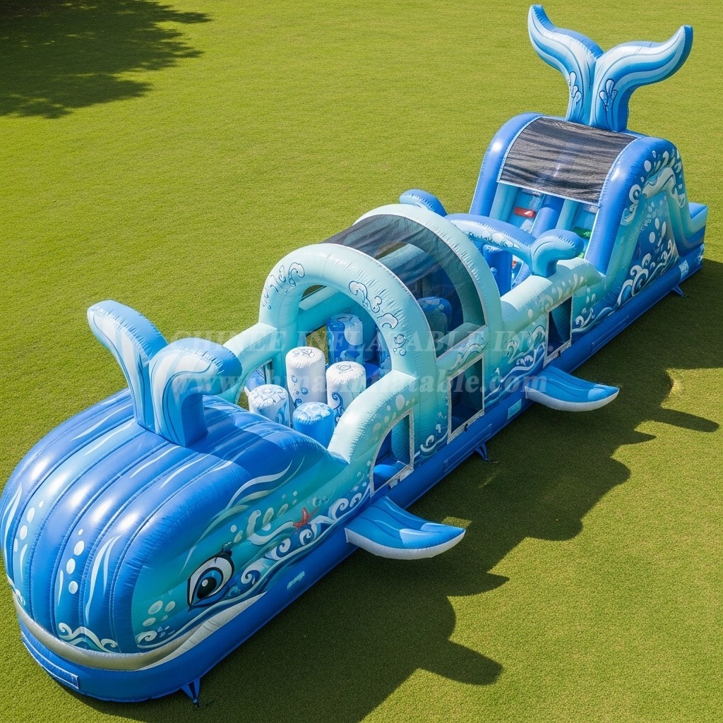T7-4060 Whale Theme Inflatable Obstacle Course